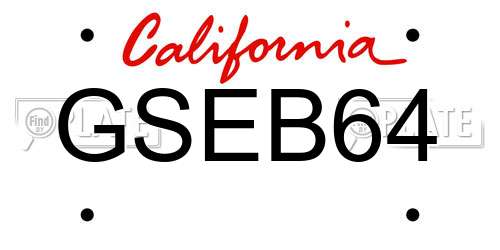GSEB64 California License Plate