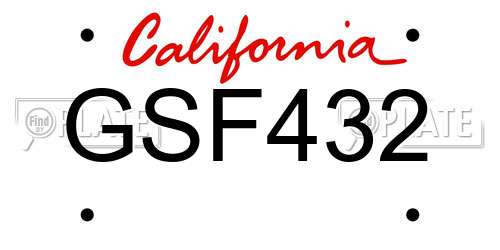 GSF432 California License Plate