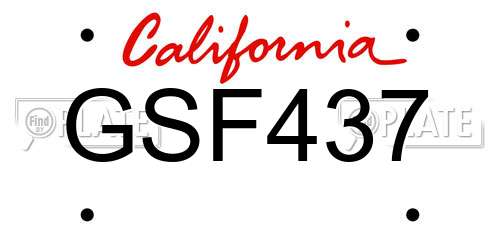GSF437 California License Plate