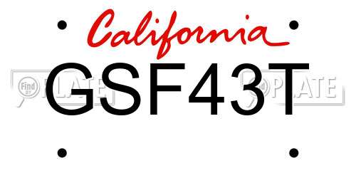 GSF43T California License Plate