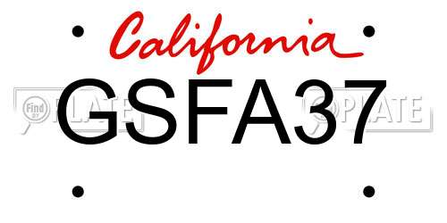 GSFA37 California License Plate