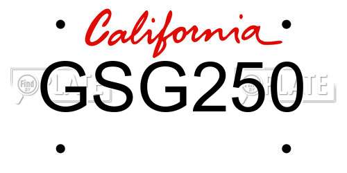 GSG250 California License Plate