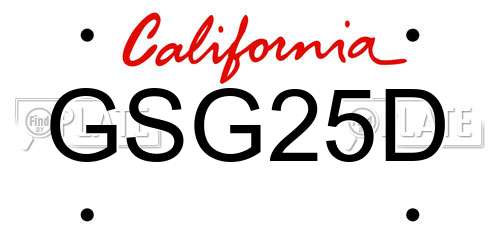 GSG25D California License Plate