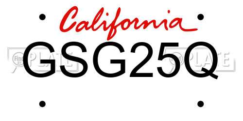 GSG25Q California License Plate