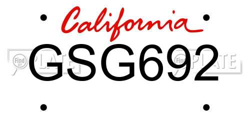 GSG692 California License Plate
