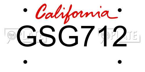 GSG712 California License Plate