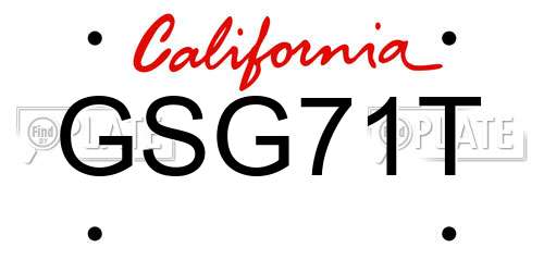 GSG71T California License Plate