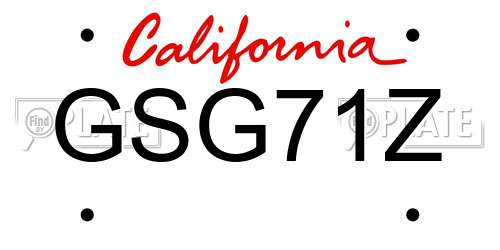 GSG71Z California License Plate