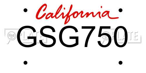 GSG750 California License Plate