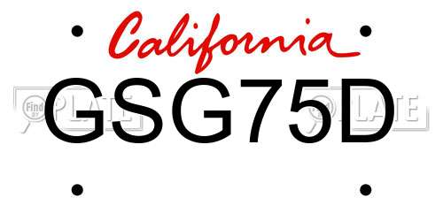 GSG75D California License Plate