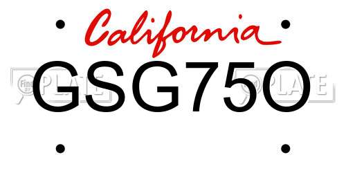 GSG75O California License Plate