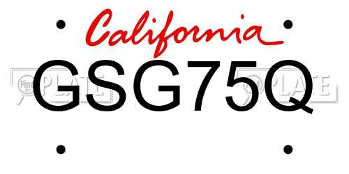 GSG75Q California License Plate