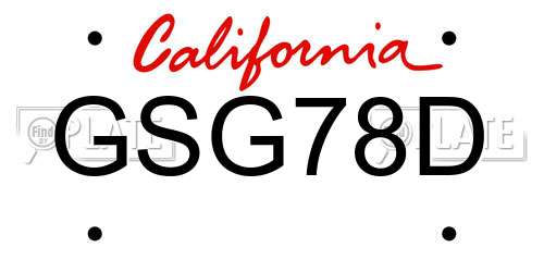 GSG78D California License Plate