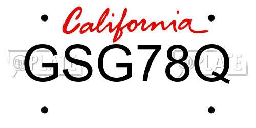 GSG78Q California License Plate