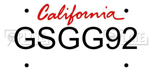 GSGG92 California License Plate