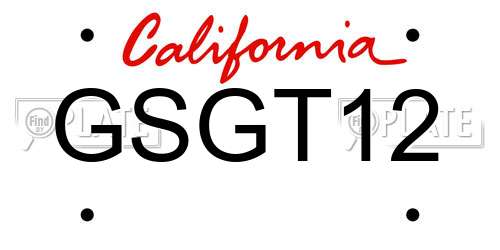 GSGT12 California License Plate