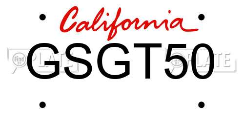 GSGT50 California License Plate