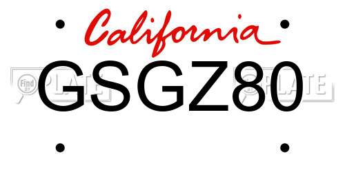 GSGZ80 California License Plate
