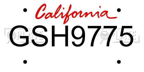 GSH9775 California License Plate