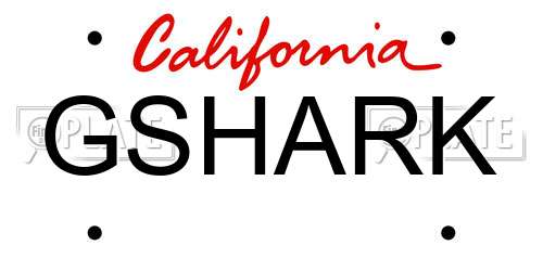 GSHARK California License Plate