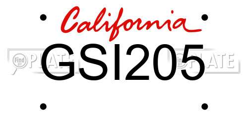 GSI205 California License Plate