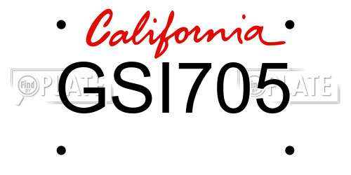 GSI705 California License Plate