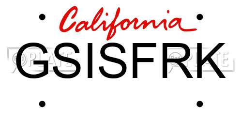 GSISFRK California License Plate