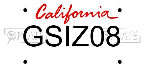 GSIZ08 California License Plate