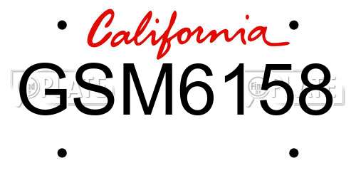 GSM6158 California License Plate