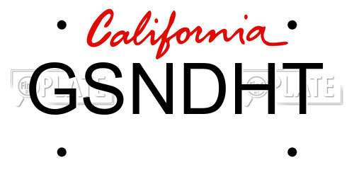 GSNDHT California License Plate