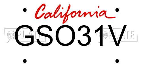 GSO31V California License Plate