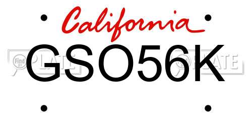 GSO56K California License Plate