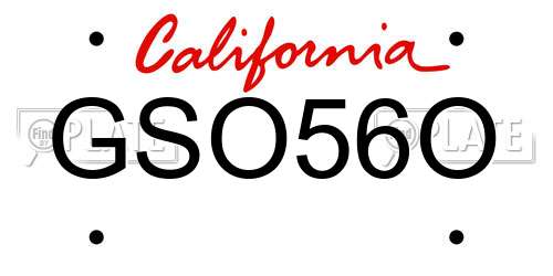 GSO56O California License Plate