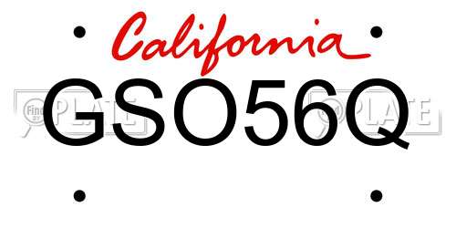 GSO56Q California License Plate
