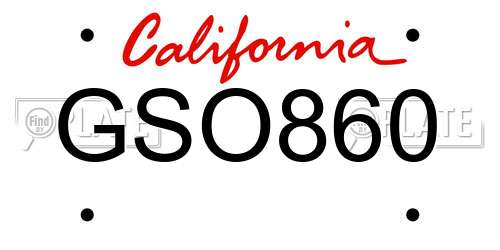 GSO860 California License Plate