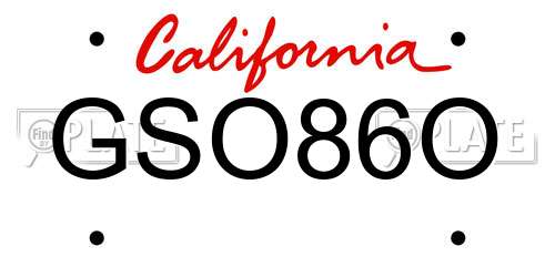 GSO86O California License Plate