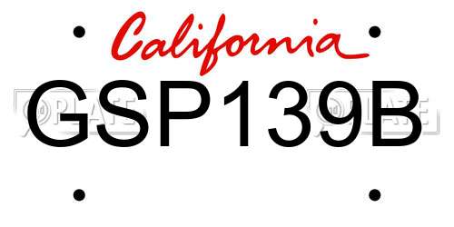GSP139B California License Plate