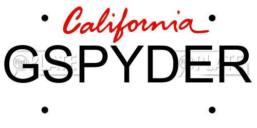 GSPYDER California License Plate
