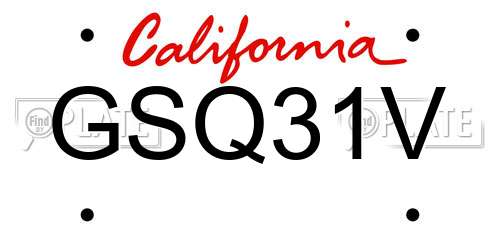 GSQ31V California License Plate