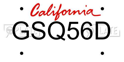 GSQ56D California License Plate