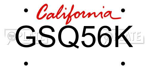 GSQ56K California License Plate