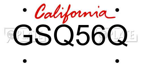 GSQ56Q California License Plate