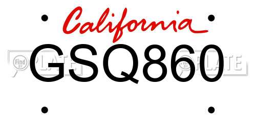 GSQ860 California License Plate