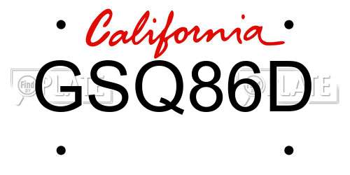 GSQ86D California License Plate