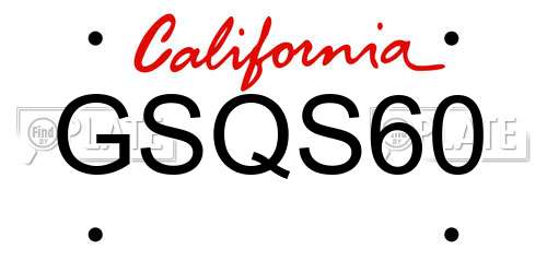 GSQS60 California License Plate
