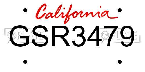 GSR3479 California License Plate