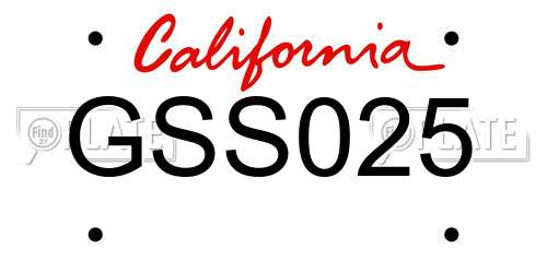 GSS025 California License Plate
