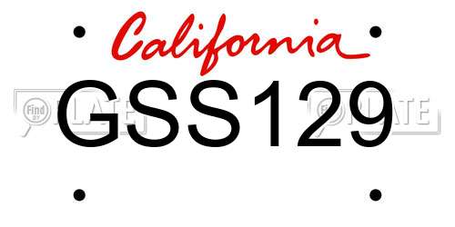 GSS129 California License Plate