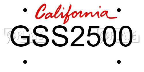GSS2500 California License Plate