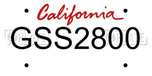GSS2800 California License Plate